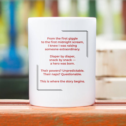 Personalized Supergirl Baby Mug – Custom Name, Photo & Mom’s Message – “The Crib Crusader” Design